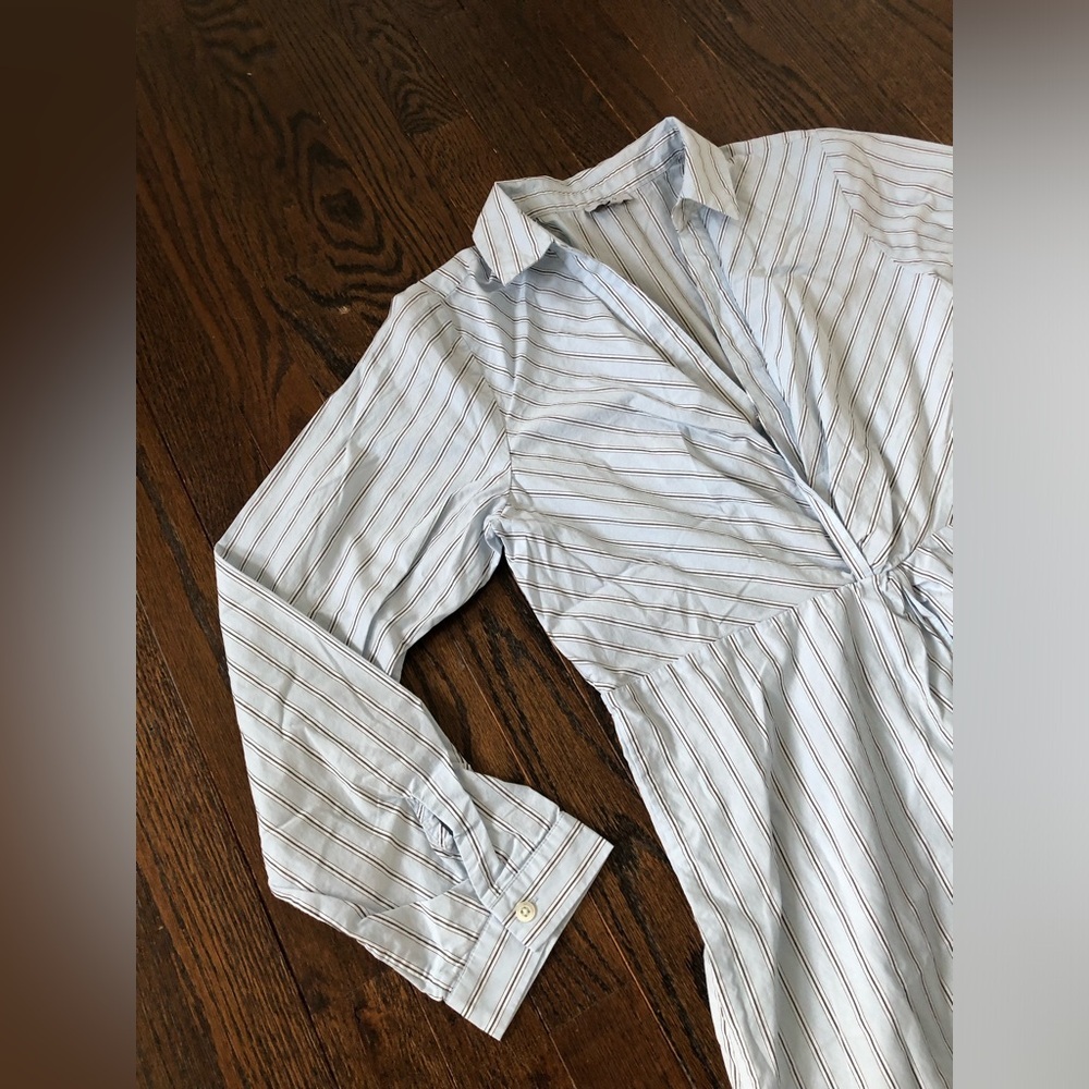 RAILS Women’s L Blue/White Stripe Irie V-Neck Midi Shirt Dress in Hampton Stripe - Picture 5 of 16